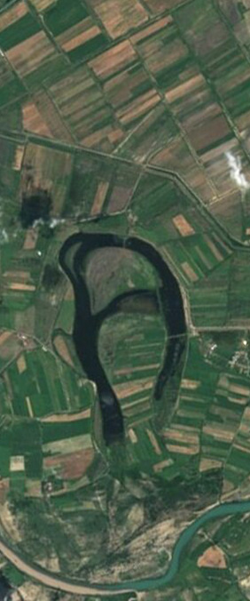 Lake Guakhmaz, Azerbaijan — letter A — Your Name in Landsat