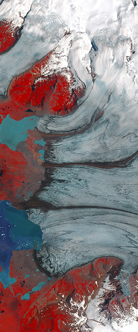 Breiðamerkurjökull Glacier, Iceland — letter E — Your Name in Landsat