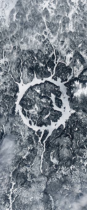 Manicouagan Reservoir — letter O — Your Name in Landsat