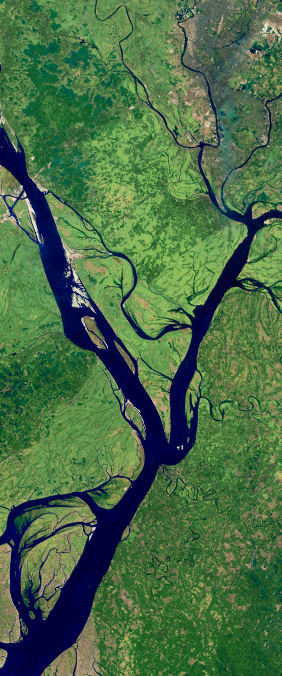 Padma River, Bangladesh — letter V — Your Name in Landsat